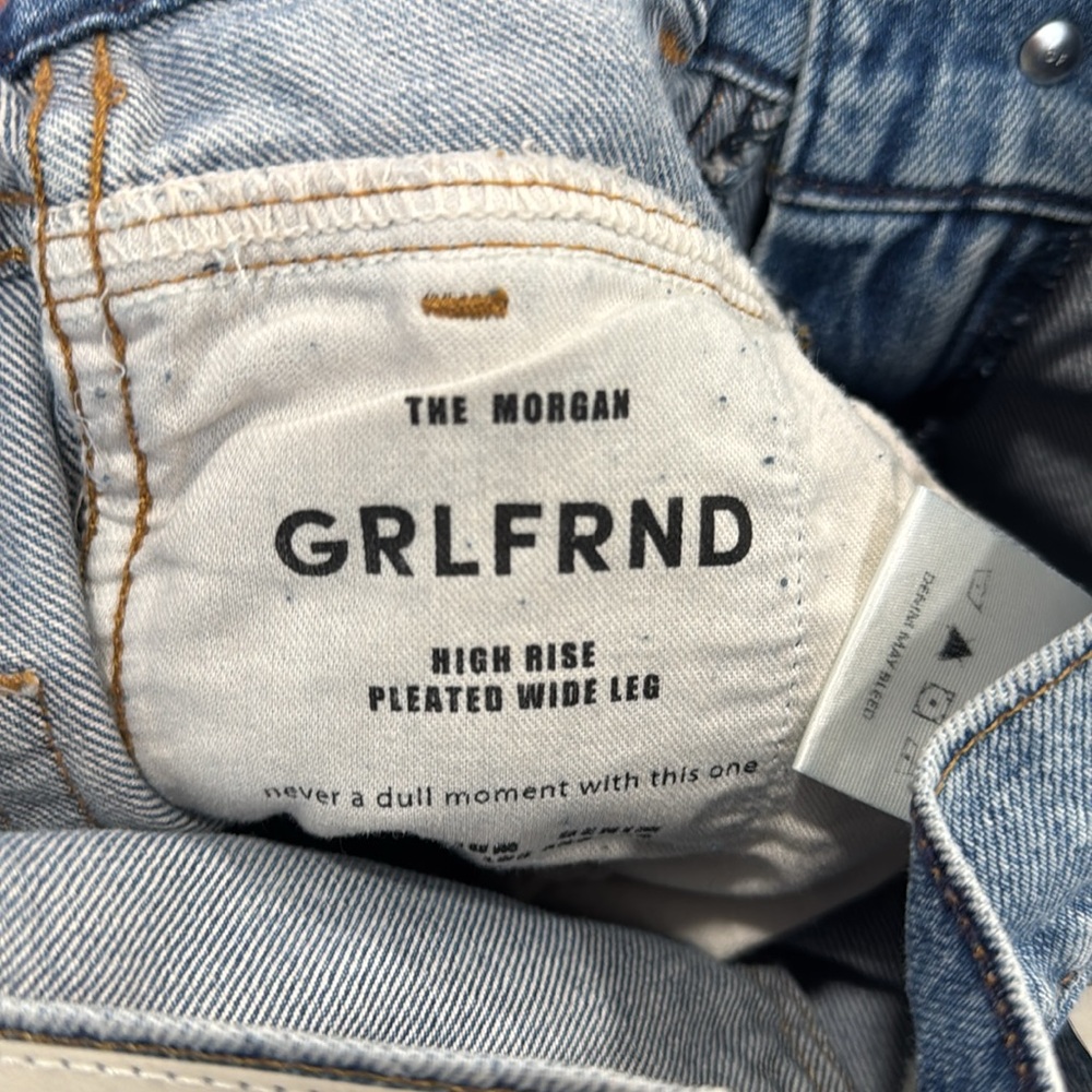 GRLFRND Morgan Pleated High-rise Wide-leg Jeans - Blue - Picture 6 of 8